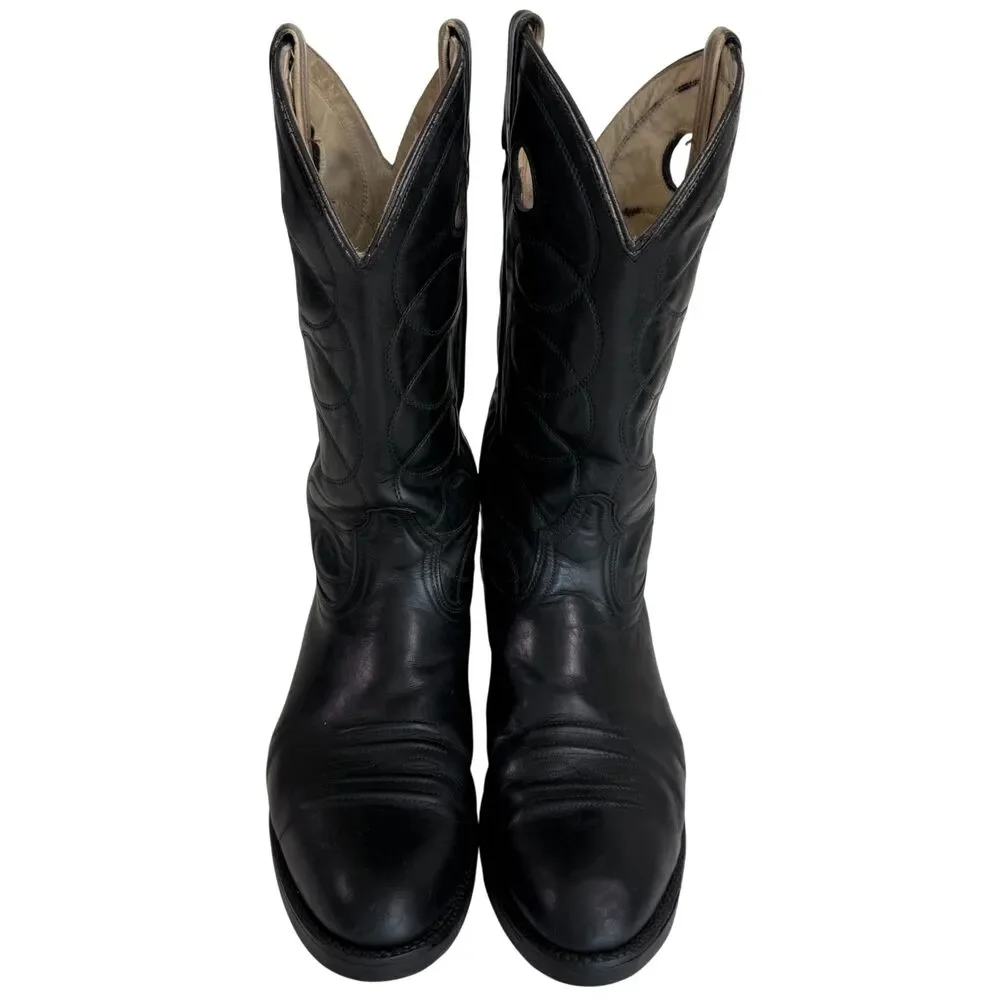Biltrite Men's Black Leather Western Cowboy Boots Size 12D Non-Slip Made In USA